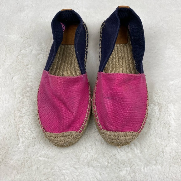 Tory Burch Shoes - Tory Burch Pink & Navy Blue Canvas Espadrilles